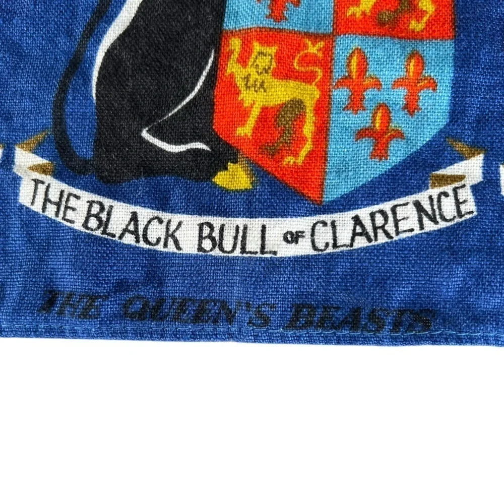 VTG Ulster British Tea Towel Set Irish Linen Beasts Bank Note London People GUC